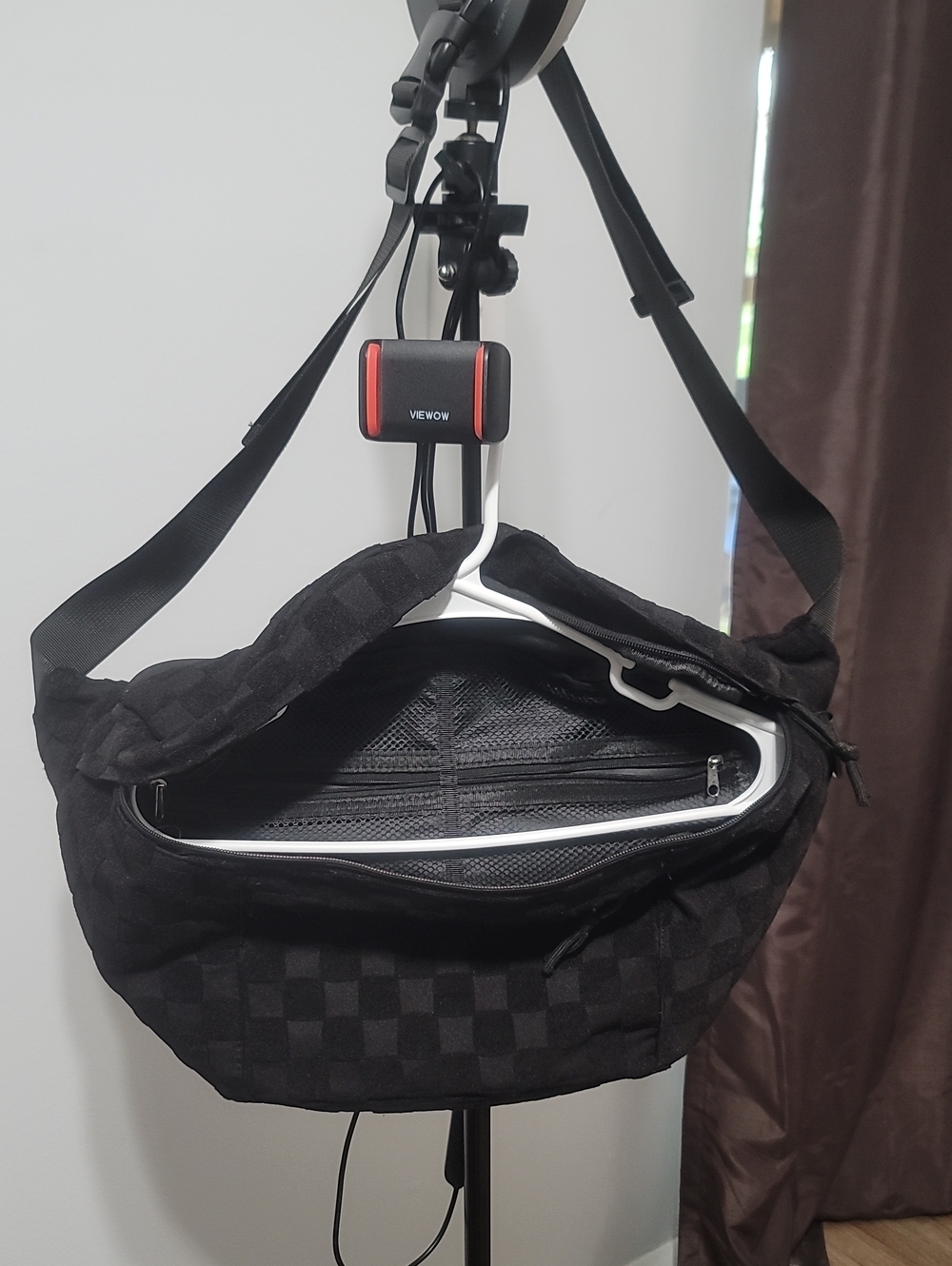 Black Checkered Crossbody Sling Bag Xl All In One